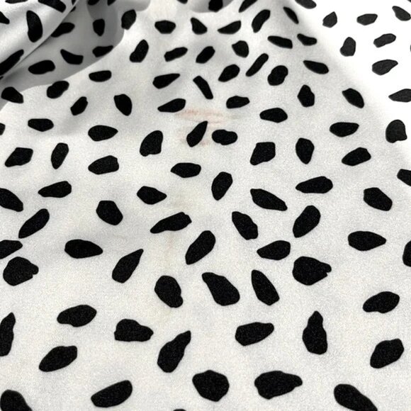 Self-Portrait SS/20 Ivory and Black Dot Satin Printed Frill Top - Picture 7 of 10